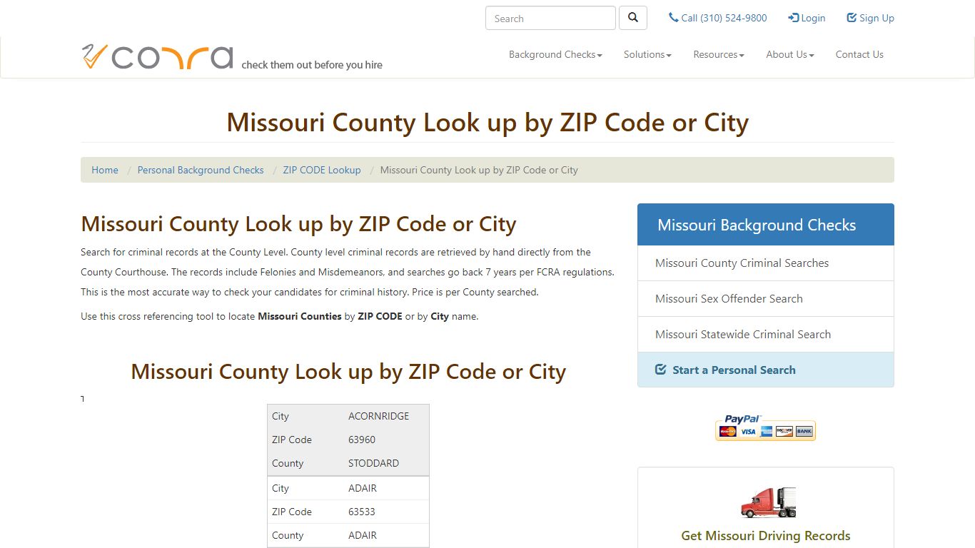Missouri County Look up by ZIP Code or City | Background Checks